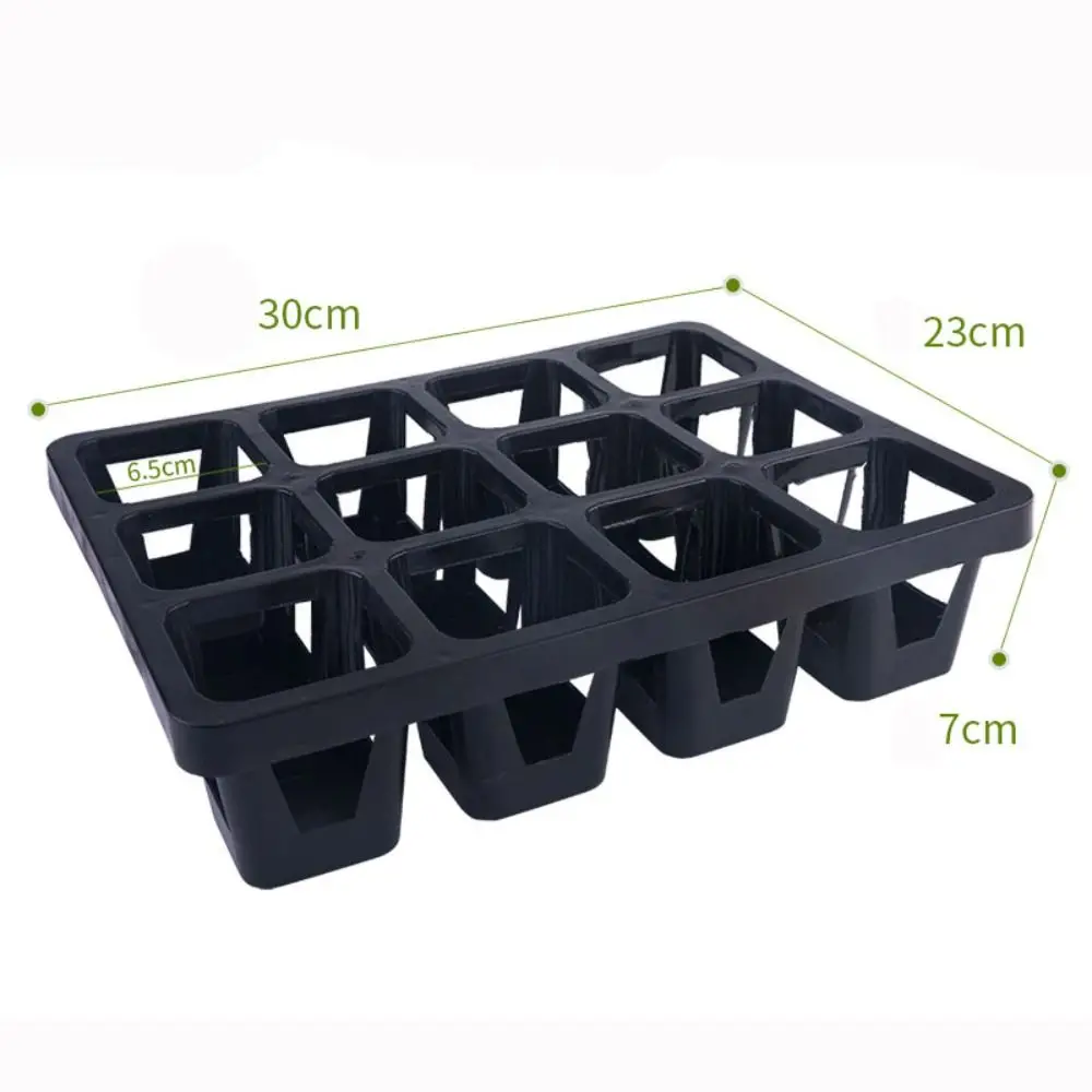 Description Picture 4 of item6/12 Hole Flower Pots Storage Tray Tool Black Organization Seeding Boxes Dish Caliber 6.5cm 9cm Greenhouse Potted Bracket