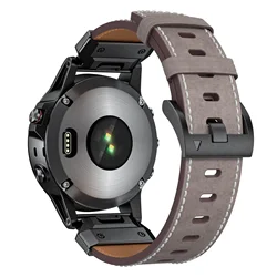 Durable Quick Fit Rubber & Metal Strap - Comfortable Band for Large Smartwatches (Leather - light gray)