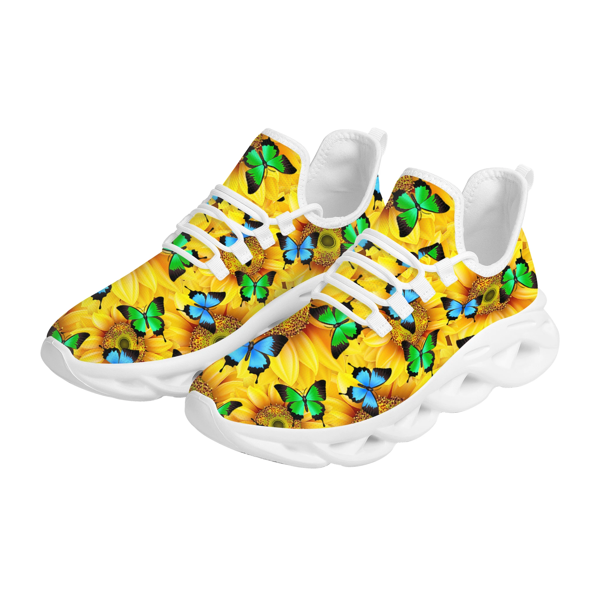 INSTANTARTS Fashion Elasticity Sneaker for Women Sunflower Butterflies Print Casual Footwear Brand Design Vulcanized Shoes 2022