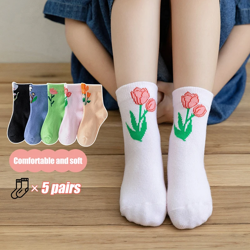 

5Pairs Baby Socks Newborn Kids Boys Girls Cute Short Sock Autumn Children Cotton Toddler Print Soft Breathable Sport Socks 1-12Y