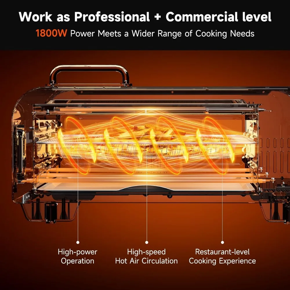 Air Fryer Toaster Oven Combo, 15-IN-1 Digital Stainless Steel Airfryer,18L Pizza Oven for 12' pizza / 9 slices, Flip Away Oven 6