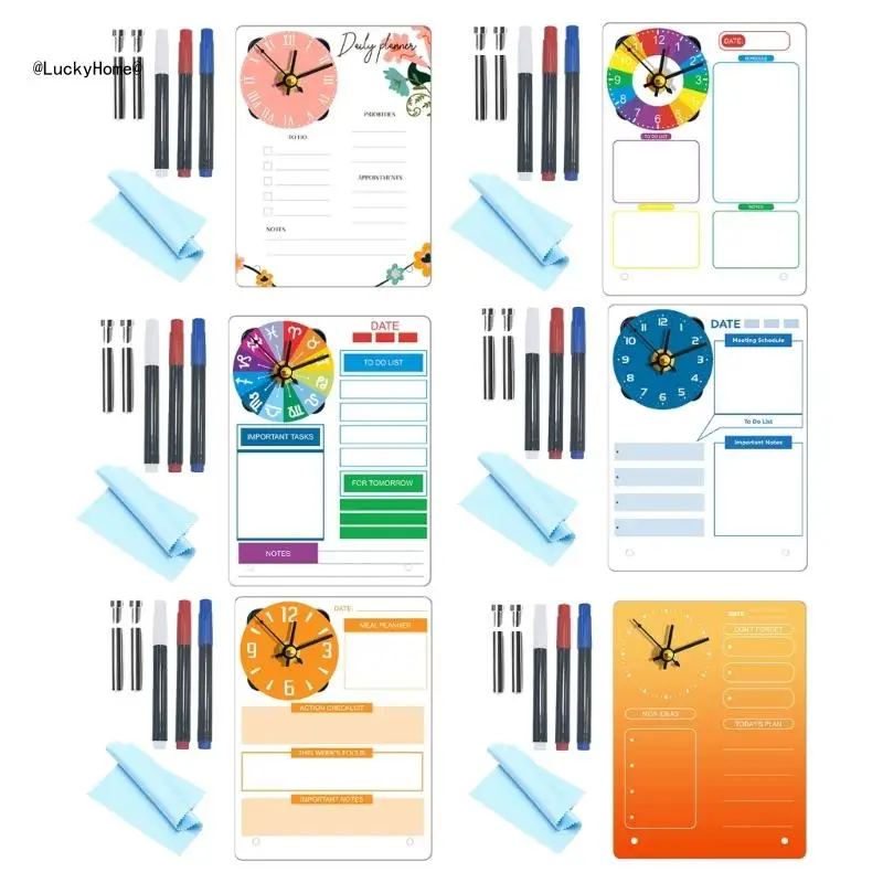 

11UA акриловая настольная доска для заметок, часы, настольный органайзер, доска для заметок, ежедневный план