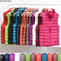 New 2023 Women Women Ultra Light Down Vests Slim Sleeveless Jacket Portable Girl Lightweight Windproof Waistcoat