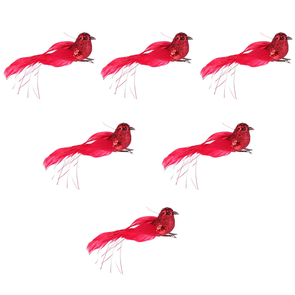 

6 Pcs Artificial Bird Educational Toys Models Simulation Foam Birds with Clip Kids Garland Christmas Decorations