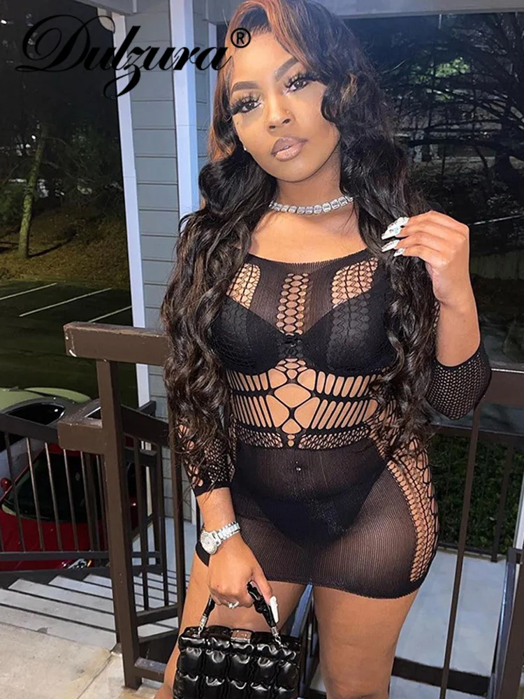 Dulzura Long Sleeve Hole Cut Out Mini 