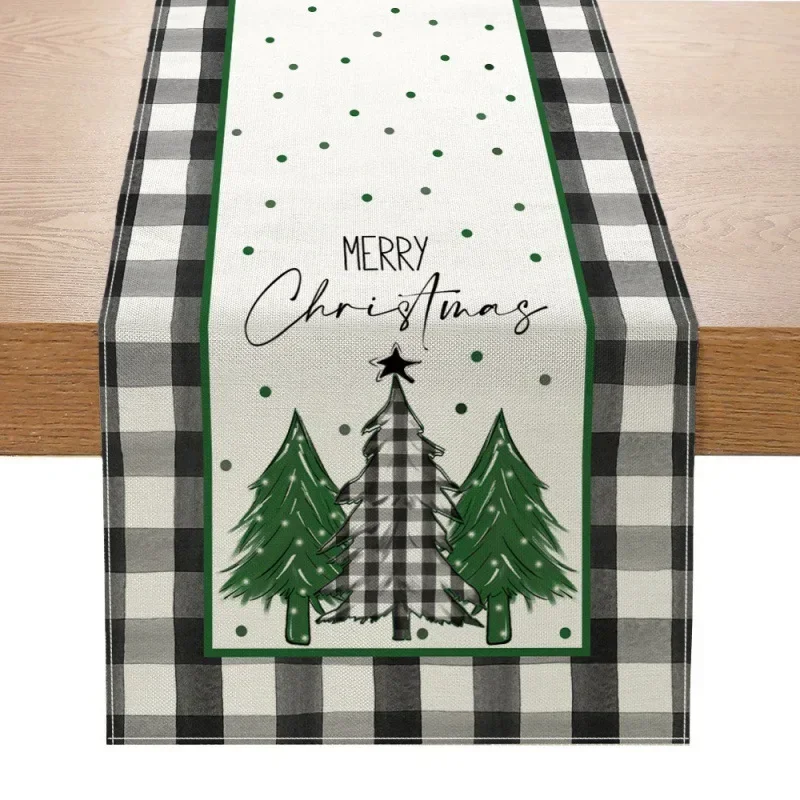 Christmas Table Runner Merry Christmas Decorations For Home 2024 Cristmas Table Flag Cover Navidad Noel Gift New year Tablecloth