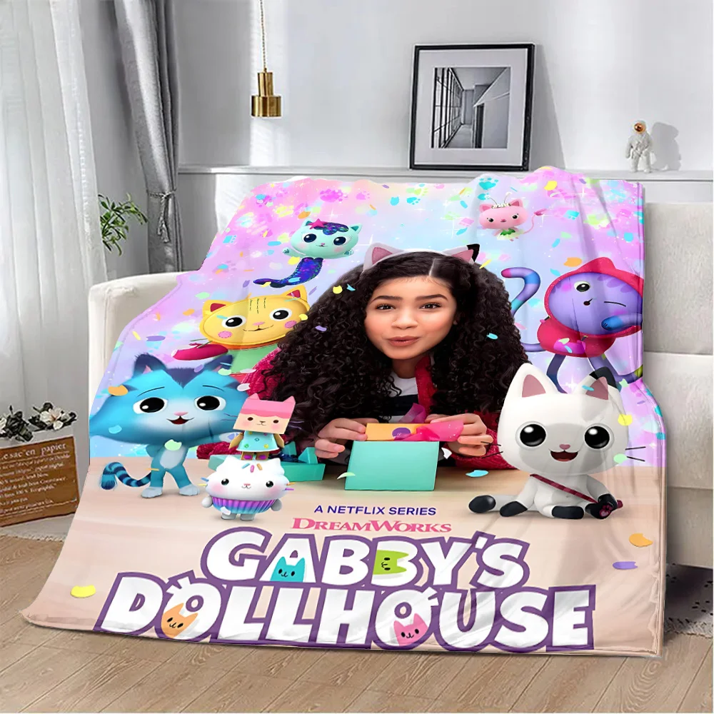 Printed Blanket Cute Gabbys Dollhouse Girl Picnic Blankets Warm Blanket Soft and Comfortable Blanket Home Travel Birthday Gift 2