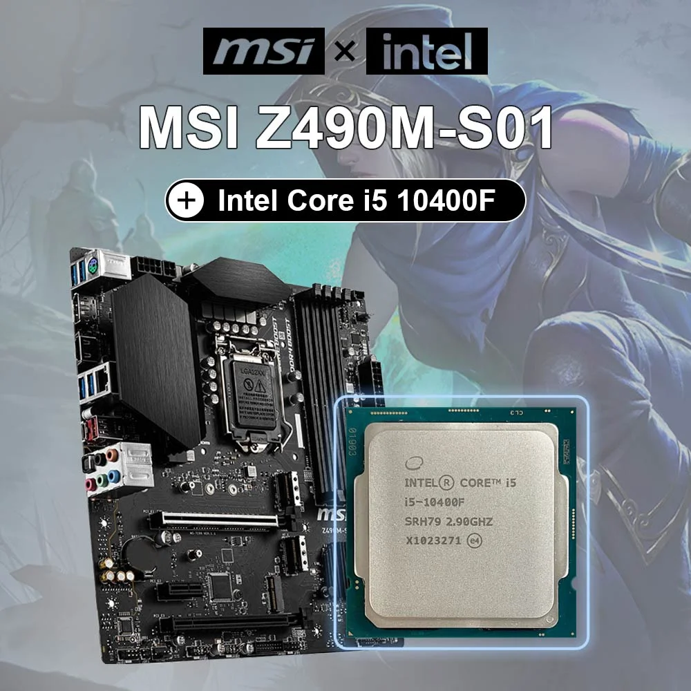 MSI Z490M S01 마더보드 + 인텔 코어 i5 10400F i5 10400F, 2.9 GHz, 6 코어 12 스레드 ...
