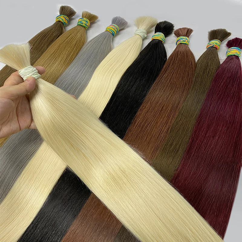 Human Hair Bulk No Weft Vietnamese Hair Virgin Remy Straight Bulk 12-30inch 100g Real Natural Extension Grey 99j