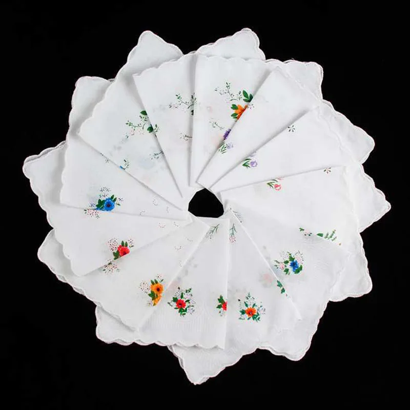 Lace Cotton Printed Handkerchiefs Baby Children Face Hand Kids Kitchen Towels 10pcs,hand towels,face towels,pocket towels