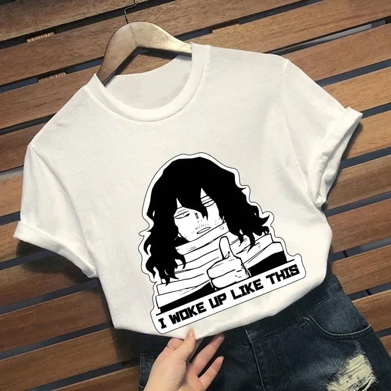 Not Today Shota Aizawa Eraser Head My Hero Academia Print Harajuku Top Damen T-Shirts Lässige Damen Basic O-Kragen Kurzarm – Detail 7