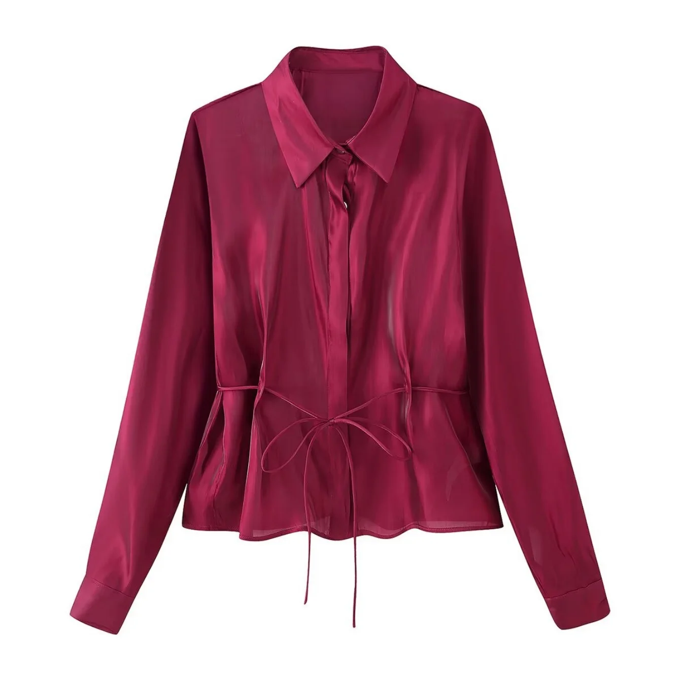 Women Elegant Bow Lace Up Shirt Female Casual Full Sleeve Lapel Single Breasted Shirts Lady Spring Autumn New OL Chic Blouses