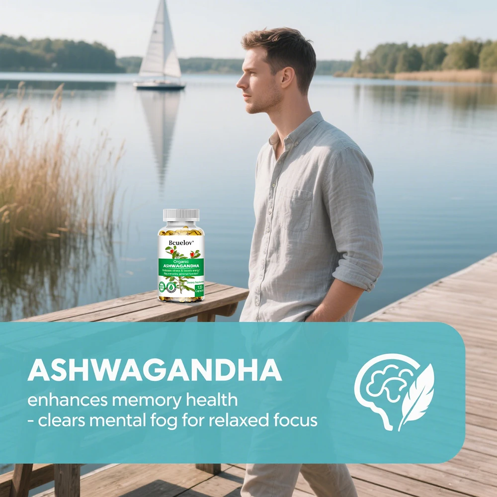 Ashwagandha Capsules-Improve Mood,Confrontation Stress,Improve Sleep Quality,Supports Energy,Enhancing Immunity,120 Capsules