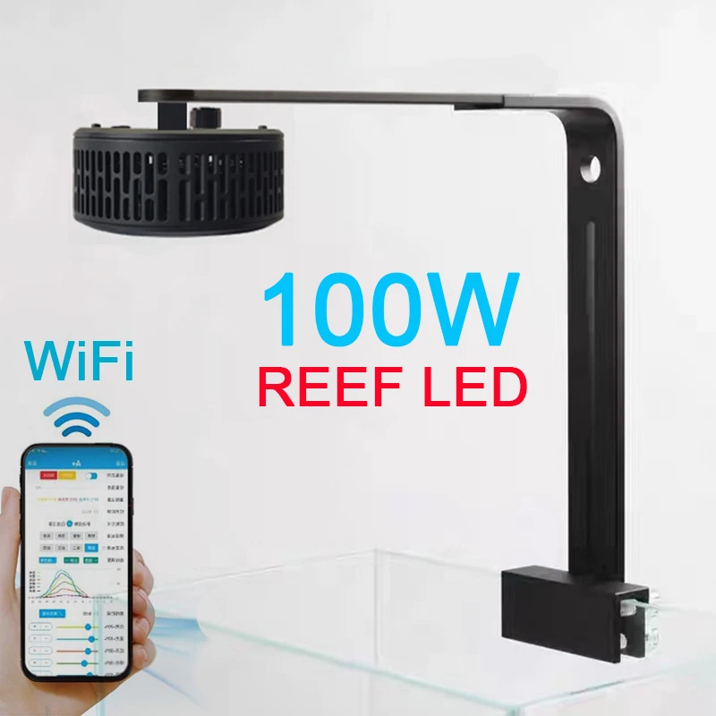 

100W WiFi 6 Channels Program LED Light Saltwater Seawater Marine Reef Aquarium Fish Tank Lighting Lamp Auto Sunrise Sunset