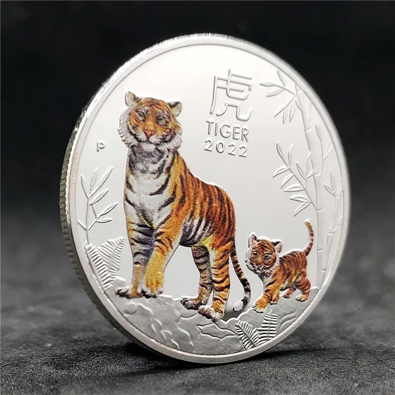 Description Picture 3 of itemGold Silver Coin Tiger Animal Non-currency Coins Year The Plated Coin 1 Oz Painted Commemorative Medal Craft Collection 2022