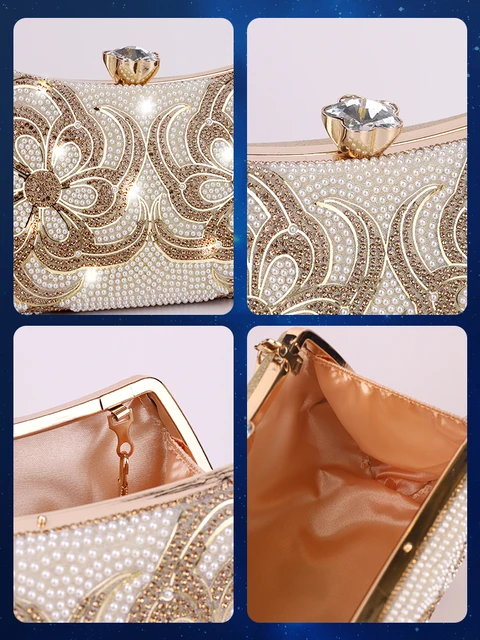 Borsa Da Sera Con Brillantini - Pochette Donna Con Tracolla Regolabile Per Feste E Matrimoni