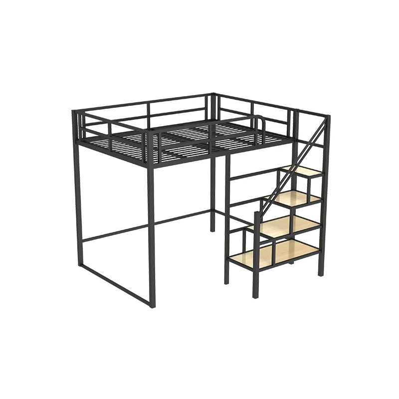 thumbnail image 1 of Cama elevada de hierro forjado, individual, superior, doble capa, pequeño apartamento, loft que ahorra espacio, litera superior e inferior, apartamento alto, 1 of 4