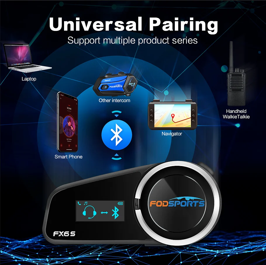Sistema Audio Intercom Fodsports Per Moto Modelli FX6/FX6S - Comunicazione Per Motociclisti