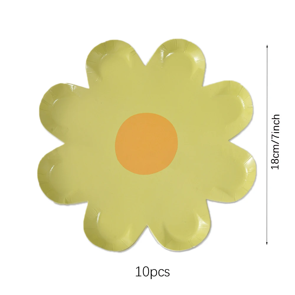 10 Stück Gänseblümchen Einweg-Pappteller für Essen, Kuchen und Desserts, Geschirr für Geburtstage, Babypartys, Hochzeiten und Dekoration – Detail 2
