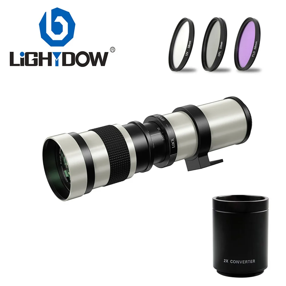 

Lightdow MF Super Telephoto Zoom Lens 420-800mm F/8.3-16 T Mount + UV/CPL/FLD Filters Set for Canon Nikon Sony Pentax Cameras