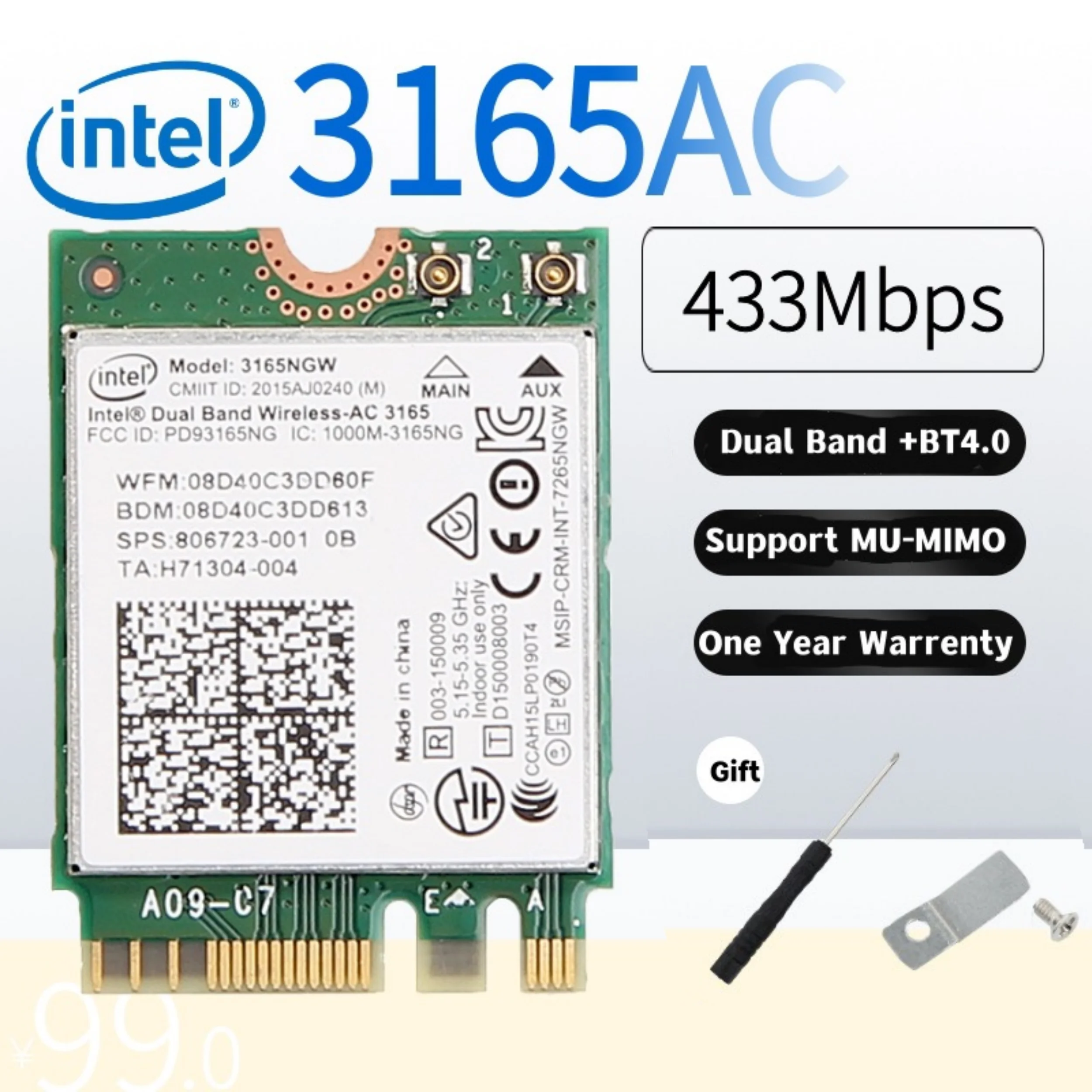 Scheda Di Rete PCIE Dual Band 433Mbps + Bluetooth 4.0 – WiFi 2.4/5GHz Per PC Fisso
