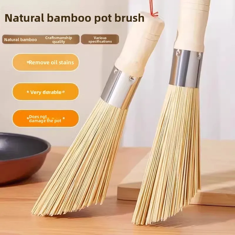 Eco-Friendly Bamboo Pot Brush with Solid Wood Handle