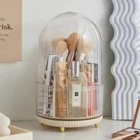 Rotating Makeup Organizer Large Capacity Cosmetics Makeup Brush Holder With Lid Multi-Functional Pen Holder Lipstick Storage Box 2
