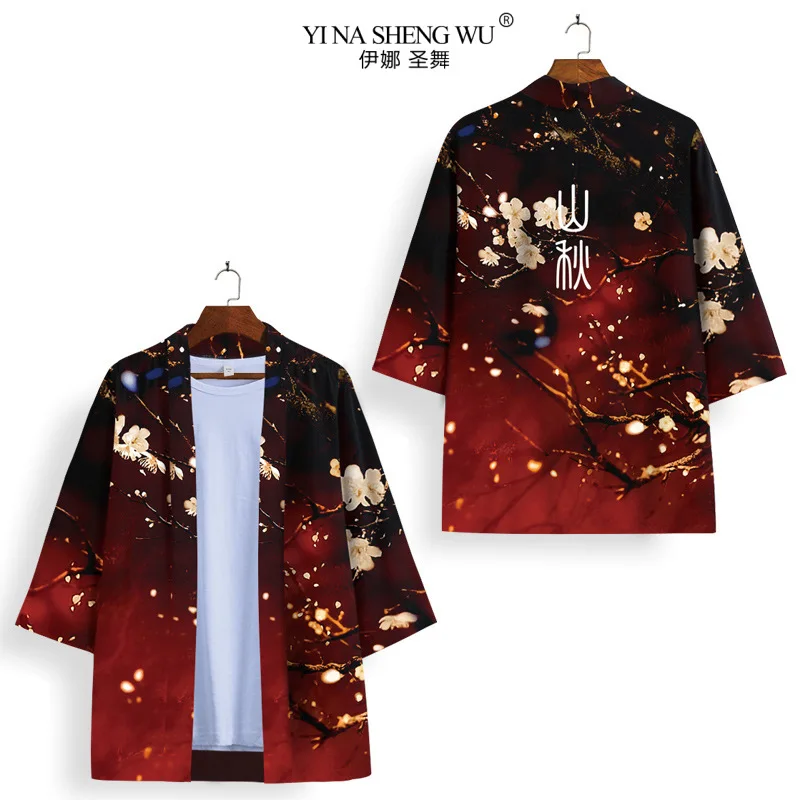 Black White Kimono Cosplay Samurai Haori Obi Women Men Cardigan Beach Yukata Costume Japanese Streetwear Traditional Clothes New