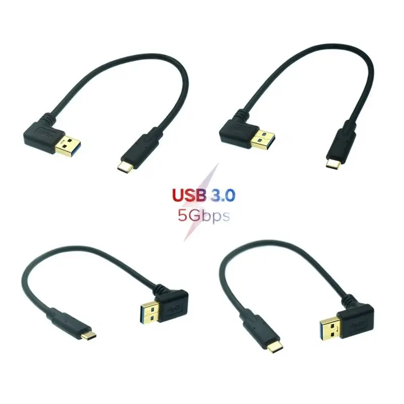 

Gold Plated USB 3.0 Type-A 90° Angle Left Right Up Down Male To USB3.1 Type-C Male USB Data Sync & Charge Cable Connector 0.25m