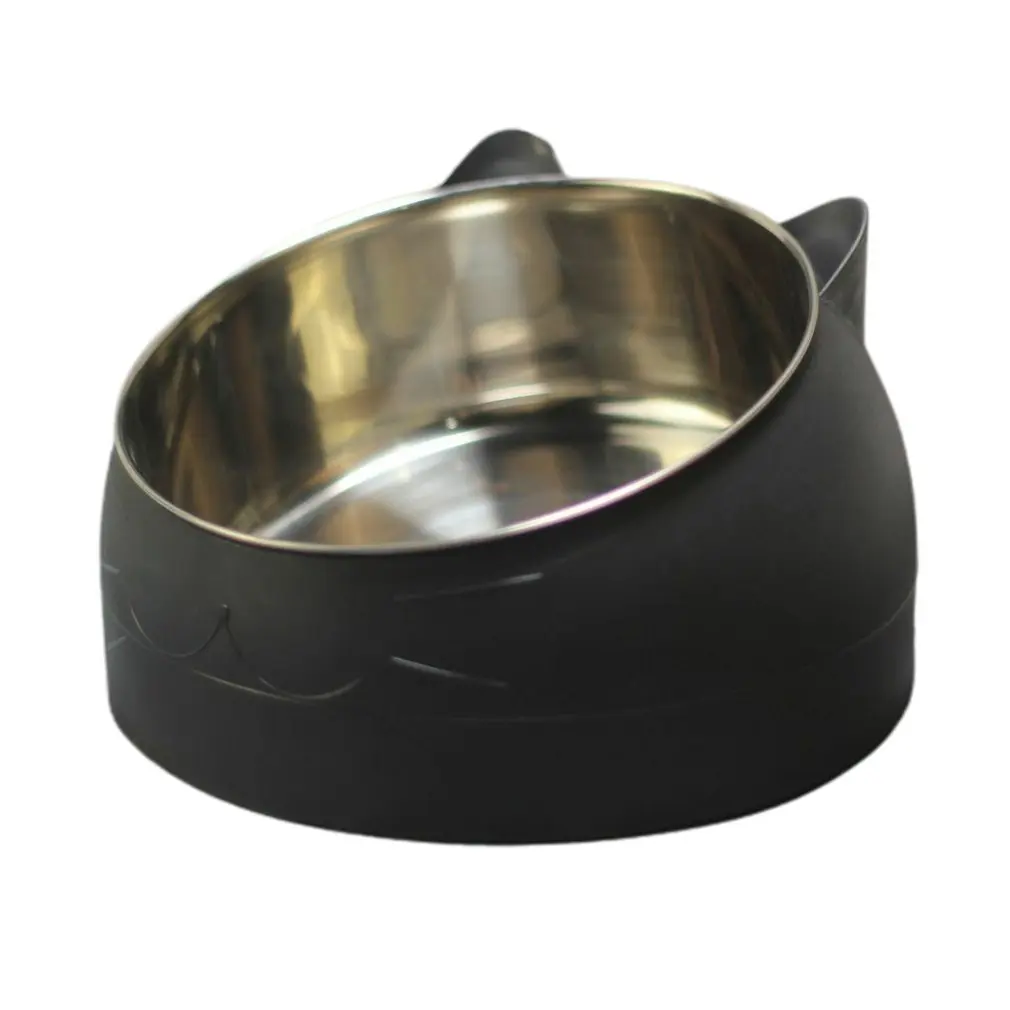 

Cat Bowl Stainless Steel Non Slip Puppy Base Cats Food Drinking Water Feeder Tilt Neck Protection Dish Pet Bowls
