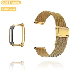 Premium 20mm Metal Watch Strap with Protector Case - Stylish Band for Bip 3 or Bip 3 Pro (GD Strap   TPU Case)