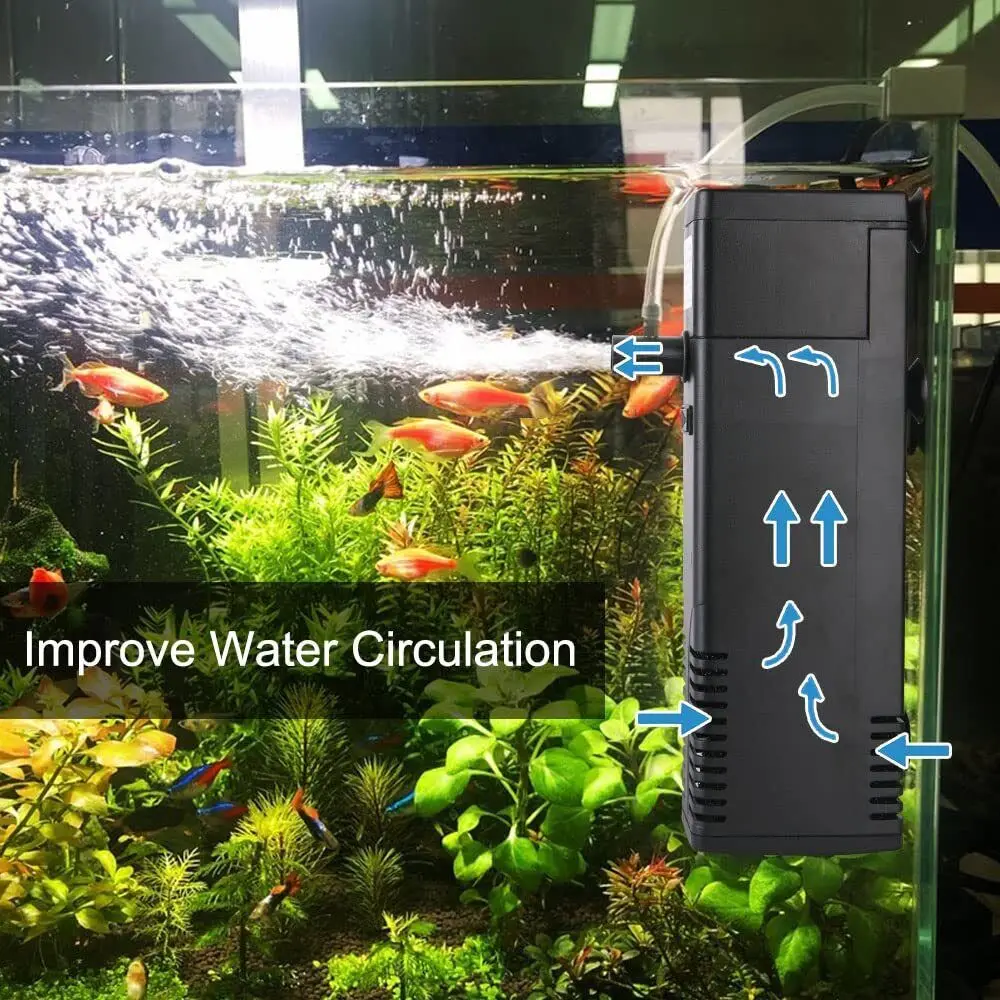 8W Aquarium pump Filter pump Aquarium internal filter Oxygen supply 600L/H
