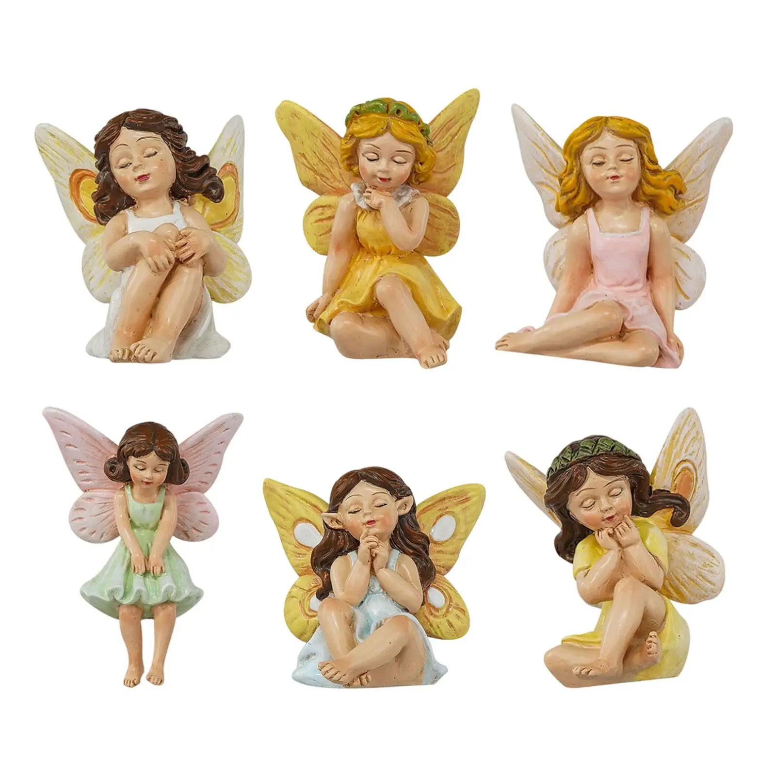 6x Fairy Garden Accessories Garden Decorations Miniature Fairy Figurines for DIY