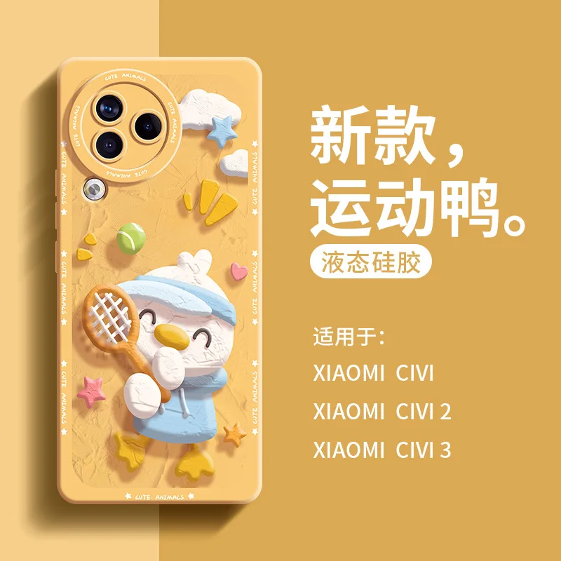 3D stereoscopic design suitable for Xiaomi Civi3 phone case, new cartoon full package, Xiaomi Civi2 skin friendly silicone MIUI