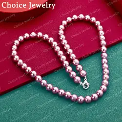 Sterling Silver Multi - Colored Pearl Necklace for Women - Elegant Fashion Jewelry (Purple)