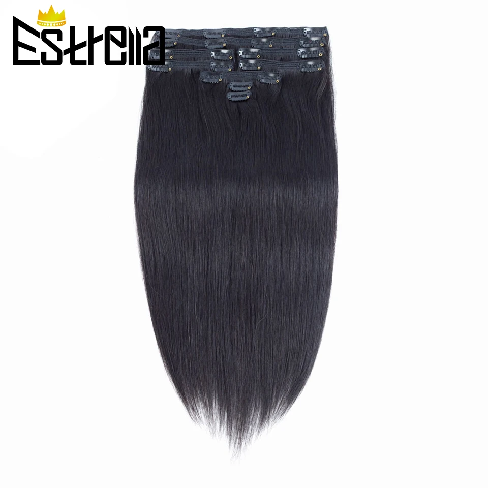 Brazilian Straight Remy Hair Clip In Hair Extensions Human Hair 9Pieces/Set Full Head For Black Women 8-26 Inches Free Shipping