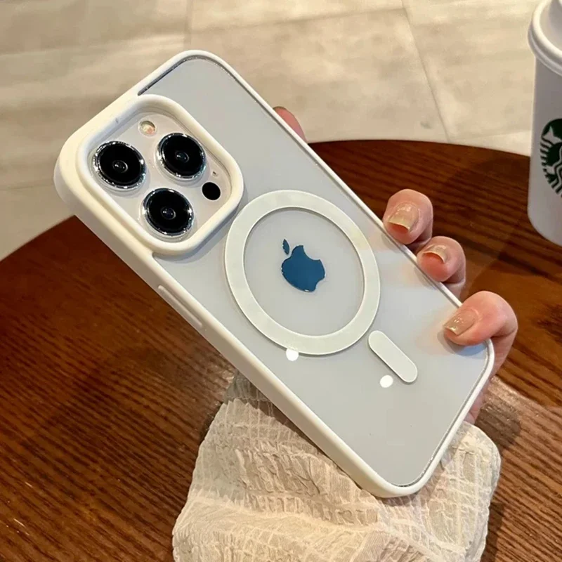 thumbnail image 1 of Luxury Magsafe Magnetic Wireless Charge Clear Acrylic Case For iPhone 15 14 Plus 13 12 Mini 11 Pro Max Candy Color Bumper Cover, 1 of 5