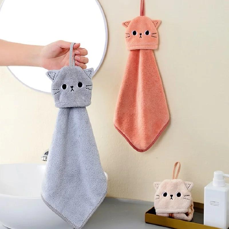 Microfiber Hand Towel Cat Hand Towel For Child Super Absorbent Microfiber Kitchen Towel Tableware Cleaning Bathroom Tools