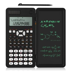 Advanced Scientific Calculator with Integrated Writing Tablet and Solar Power (Black MS)