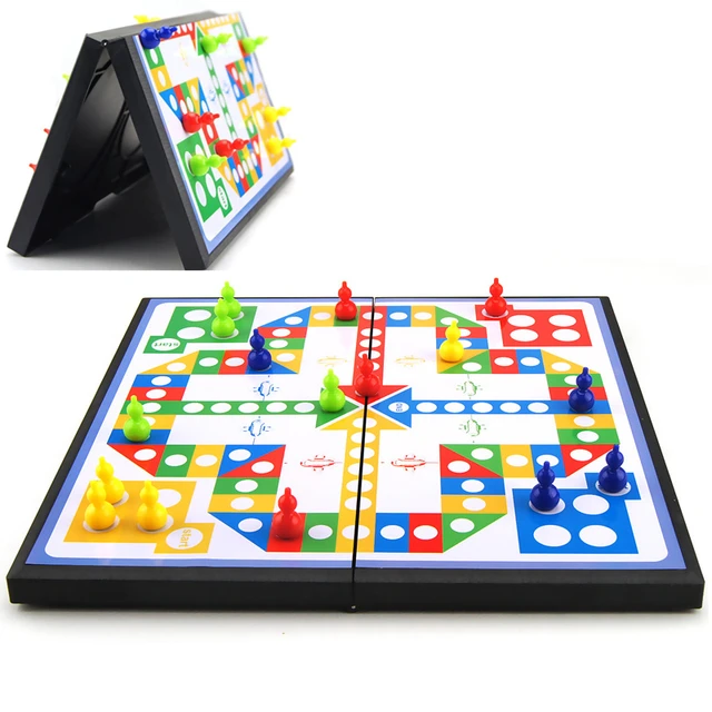 25 cm plastic magnetic flying chess, chess board, four-color Ludo chess,  parent-child games, 5 in 1 plastic foldable chess board - AliExpress