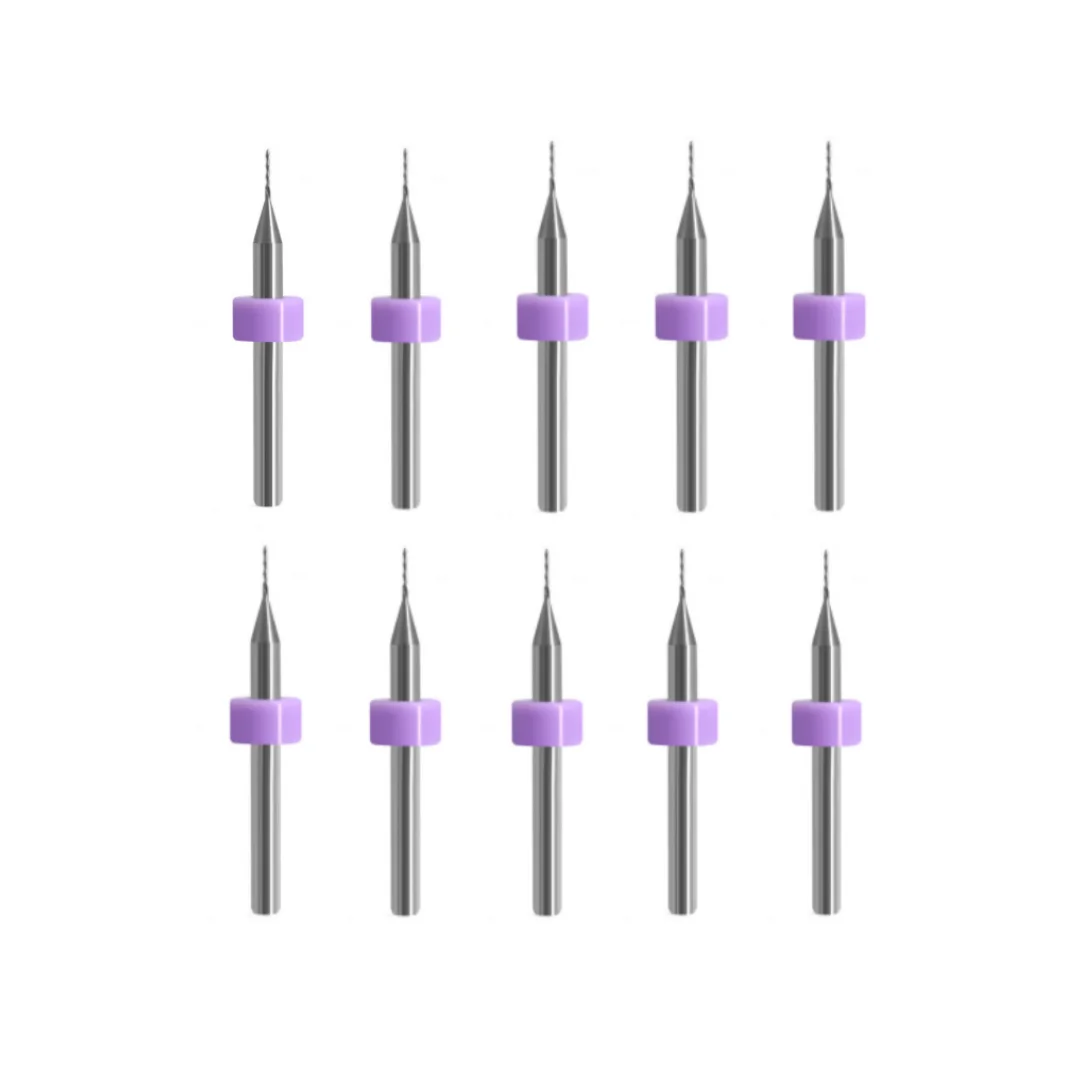 Set 10 Frese Carburo Per Incisione - 0.1 Mm, Per CNC E Legno