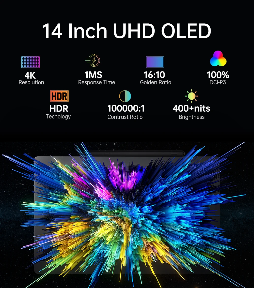 PS5 스위치 노트북 MacOS용 스타일러스 HDMI 호환 외부 게임 모니터가 포함된 14인치 4K OLED 휴대용 모니터 터치스크린
