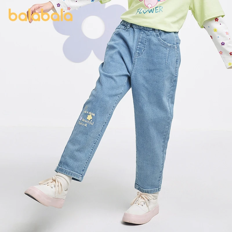

Balabala Kids Girl Trousers Autumn Cotton Loose Casual Long Jeans