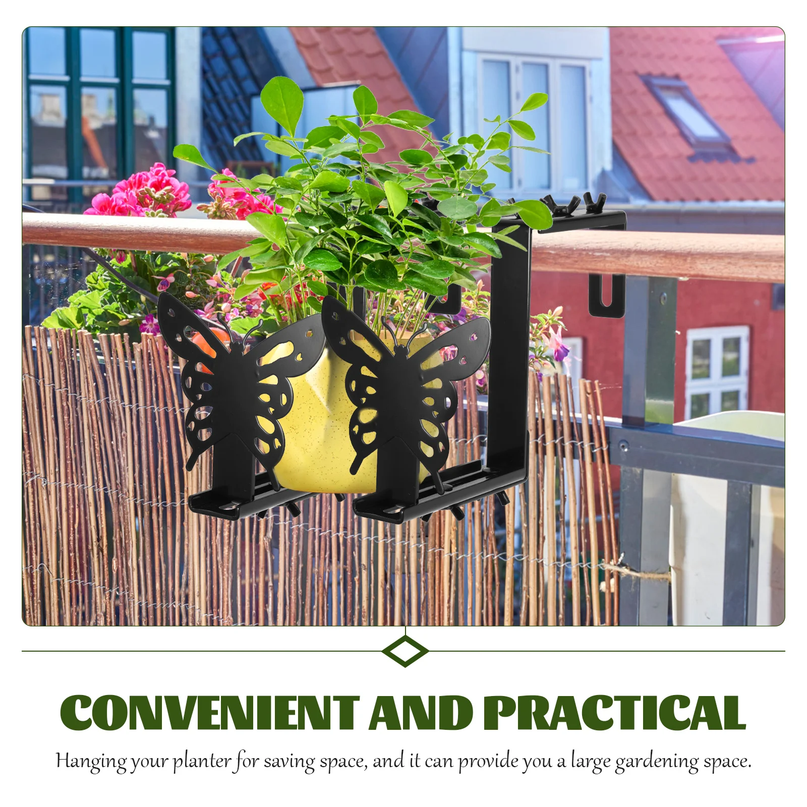 2 Pcs Balcony Flower Pot Hanger Adjustable Wall Planter Hook Rail Rack Holder Wire Hangers Indoor Mount Bracket up