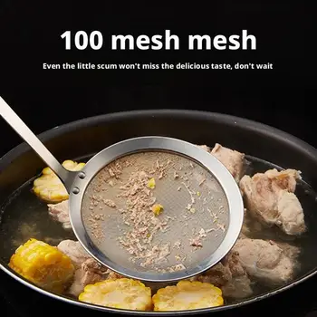 Fat Skimmer Spoon Steel Fine Mesh Skimmer Strainer Spoon For Removing Grease Fat And Foam Kitchen Fried Food Oil Filte