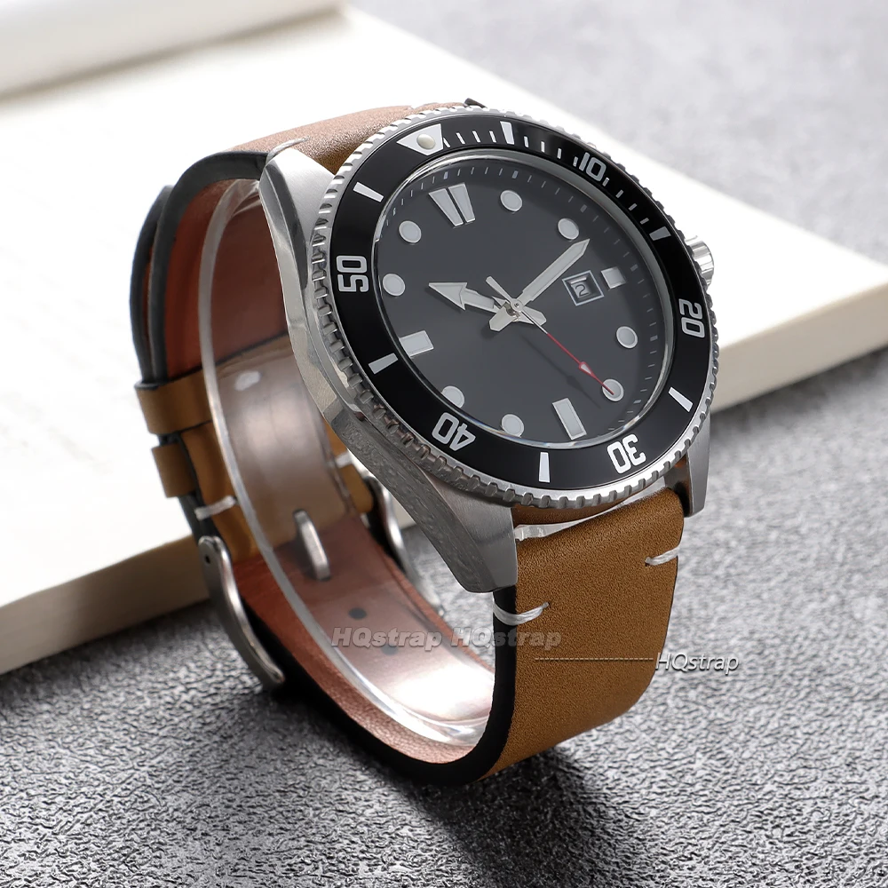 Vintage Leather Quick Release Watch Band - Handmade Cowhide Strap with Elegant Stitching