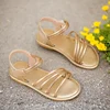 Students Golden Sandals 2025 Girls Romanesque Hollowed Out Breathable Children's Sandals Soft Soled Atmospheric Girls' Sandals 1
