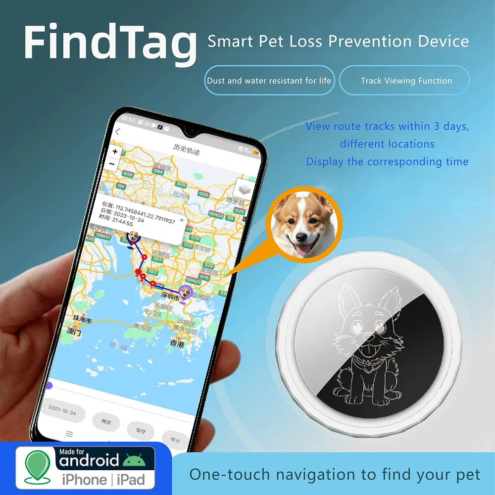 Pet GPS Tracker Locator For Cats Dogs IOS Apple and Android Anti Lost Item Locator Bluetooth Tracker Puppy Find My Smart Tag bluetooth tracker smart tracker