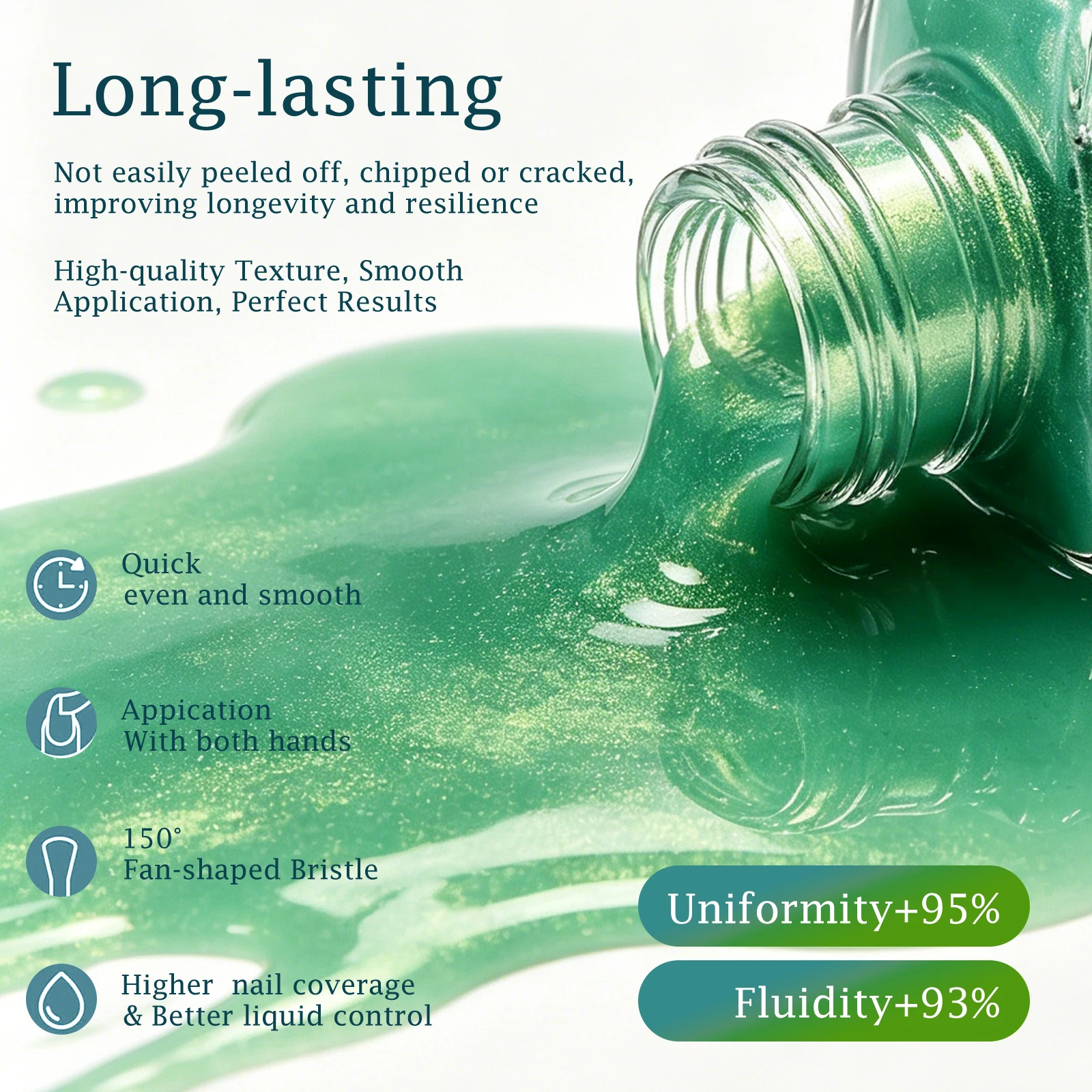 Smalto per Unghie a Base d'Acqua 7,5ml, Perlescente, Non Sfogliabile, Lunga Durata, Asciugatura Rapida, Senza Necessità di Lampada, Smalto Fai-da-Te - immagine 3