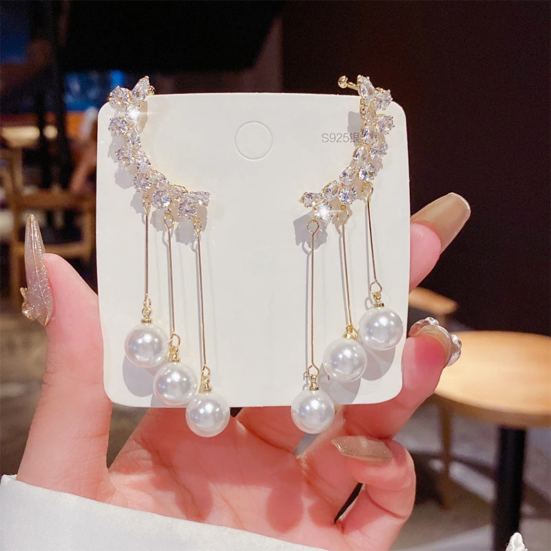 Luxury Women's Long Pearl Earrings Elegant Aesthetic Korean Trend Tassel  Hanging Ear Jewelry Accessories Bow Fairy Holiday Gift - AliExpress